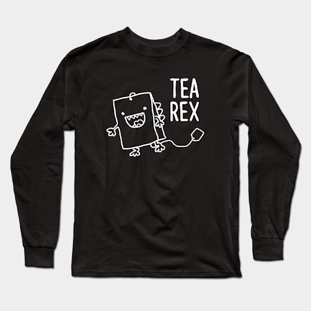 Cute Tea Bag T Rex Funny Food Pun Cartoon Long Sleeve T-Shirt by sunnystreet